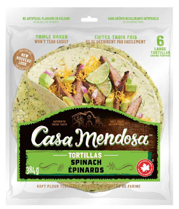 Spinach 6 Large Tortillas – Casa Mendosa® – Pasión por las Tortillas