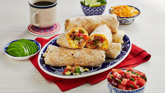Potato, Chorizo and Cheesy Egg Burritos
