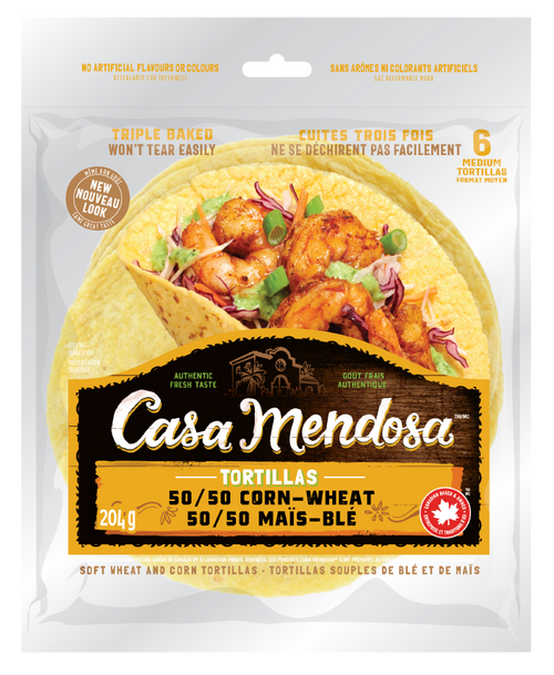 50/50 Corn-Wheat 6 Medium Tortillas