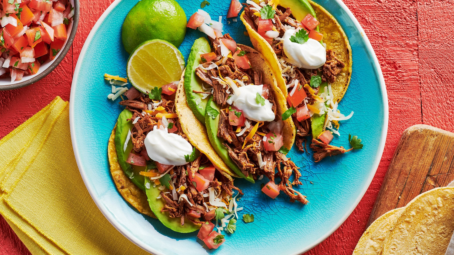 Tacos de bœuf effiloché mexicains