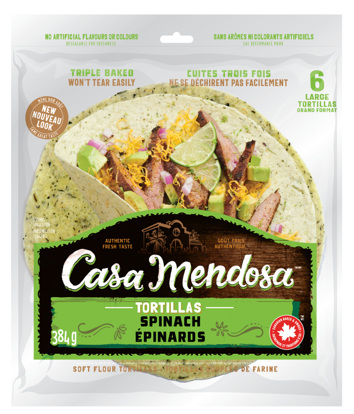 Spinach 6 Large Tortillas