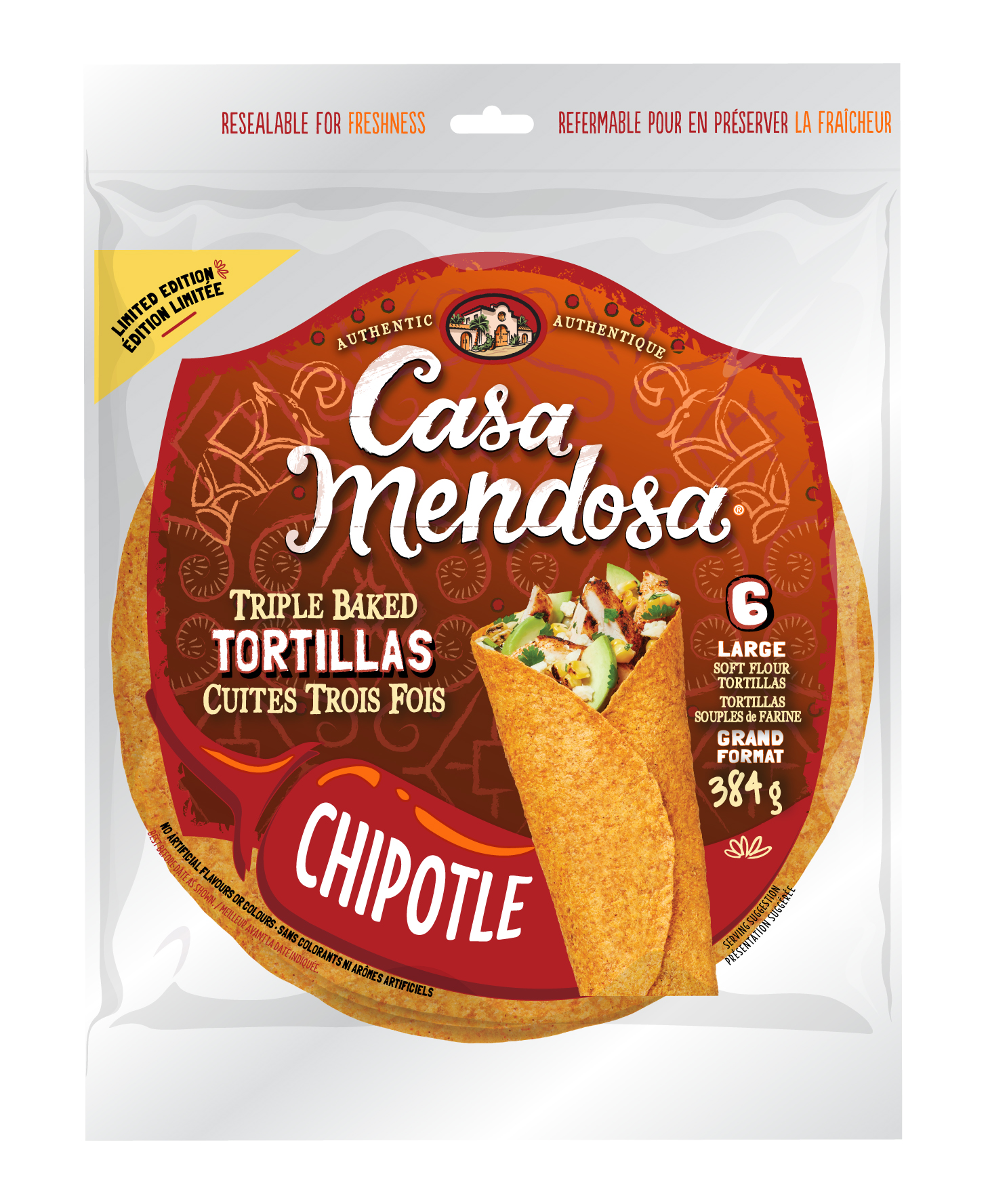 Chipotle 6 grandes tortillas